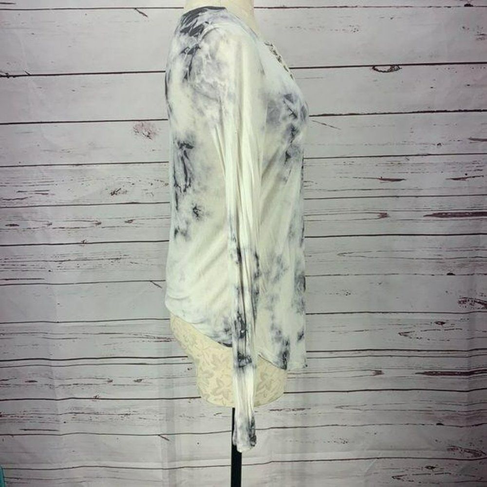 American Eagle Woman's Gray Black Tie Dye Long Sleeve Top Blouse Size Small - Picture 3 of 8